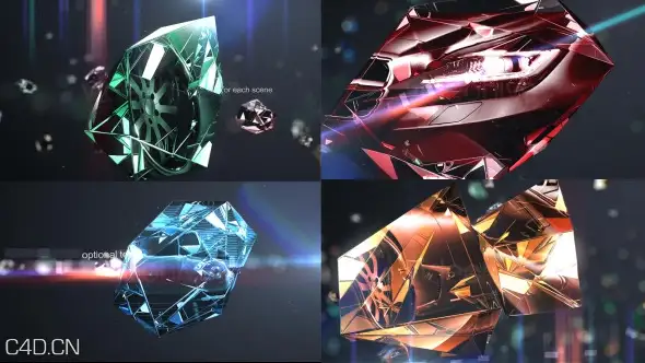 AE模板：水晶钻石玻璃质感照片展示模板Diamonds Photo Slider/Opener