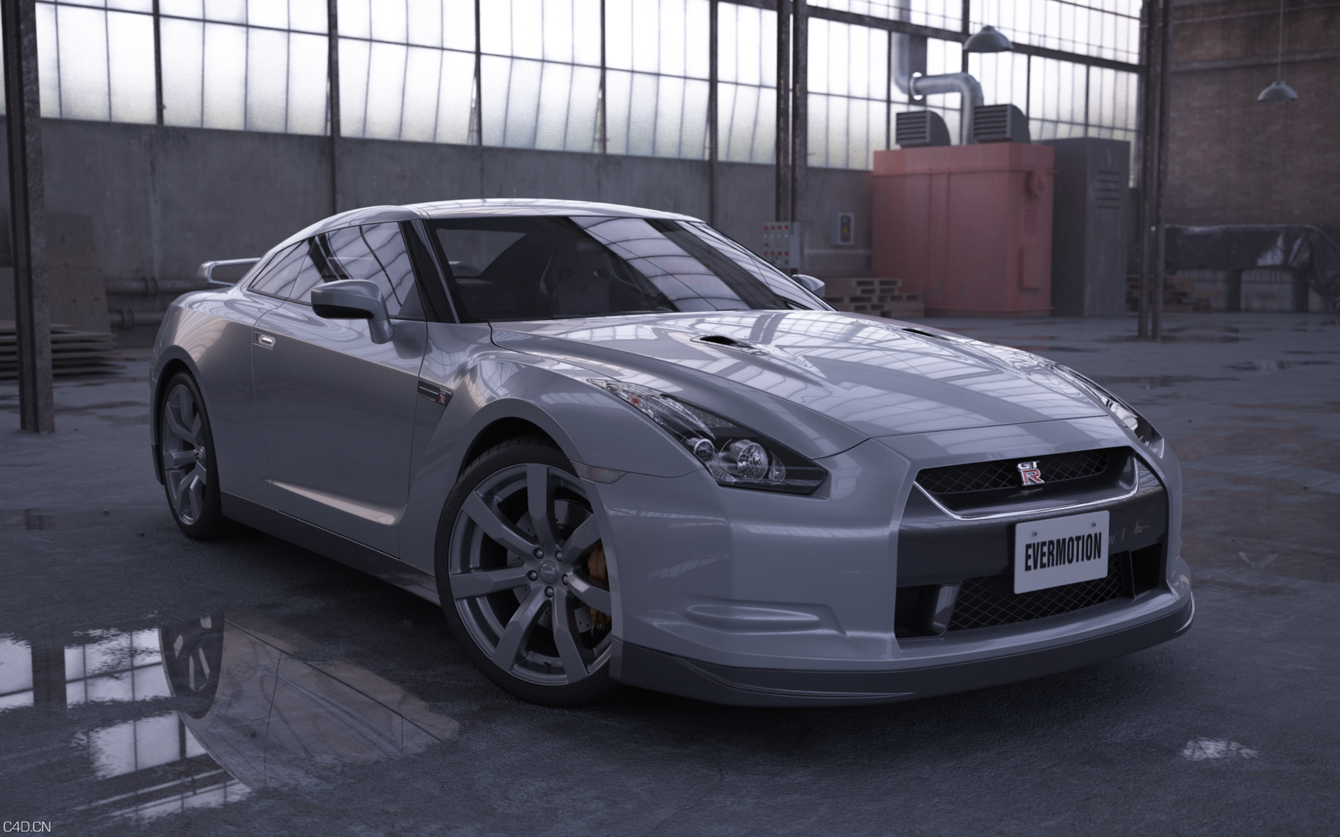 高精度模型：赛car日产GTR - C4D之家 - 03—正面.png
