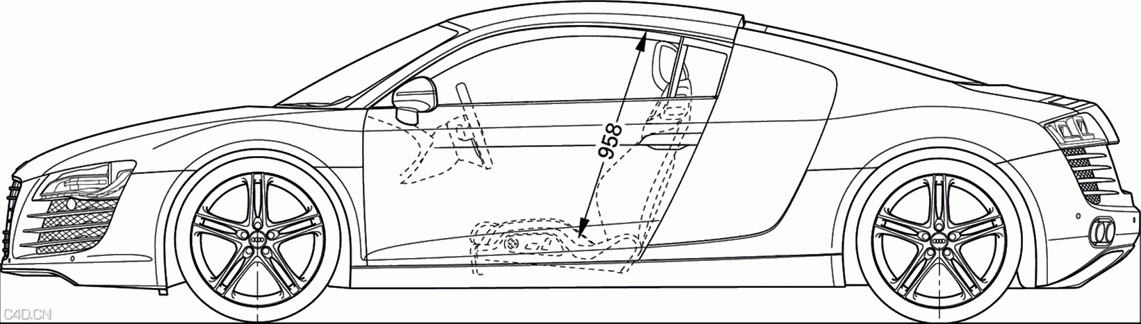 C4D模型实例课堂 奥迪R8 - C4D之家 - audi-r8-2008-s.gif