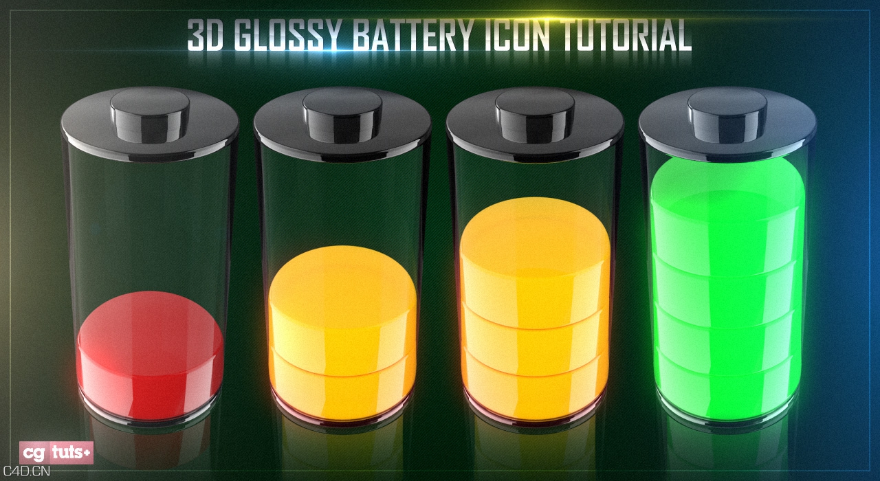 C4D电池图标视频教程 Battery Icon Tutorial Video