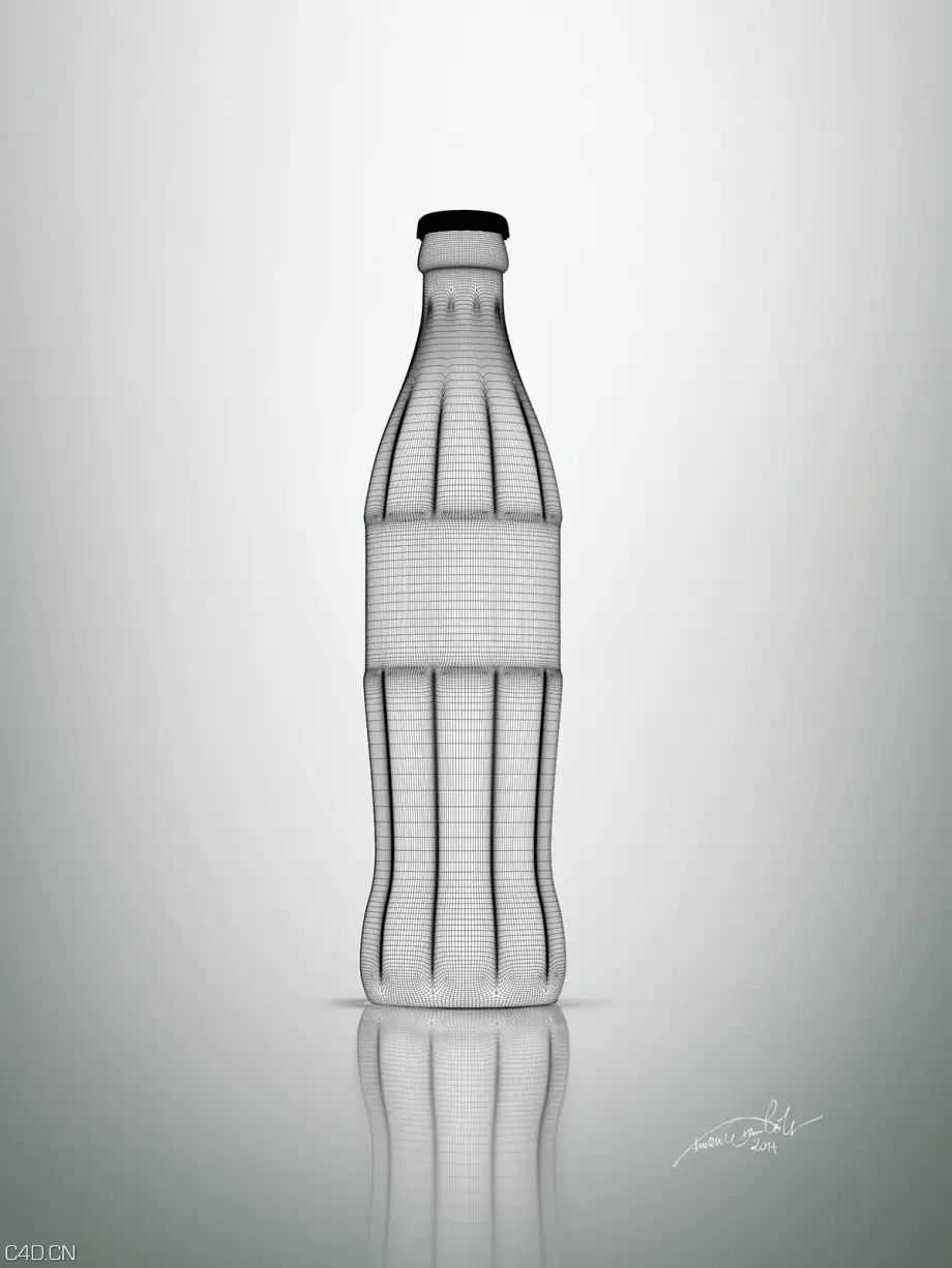 CINEMA 4D可口可乐玻璃瓶渲染 Coca-Cola Classic Bottle (CGI) - C4D之家 - CocaCola-CGI-Bottle-01_web_Wire-920x1226.jpg
