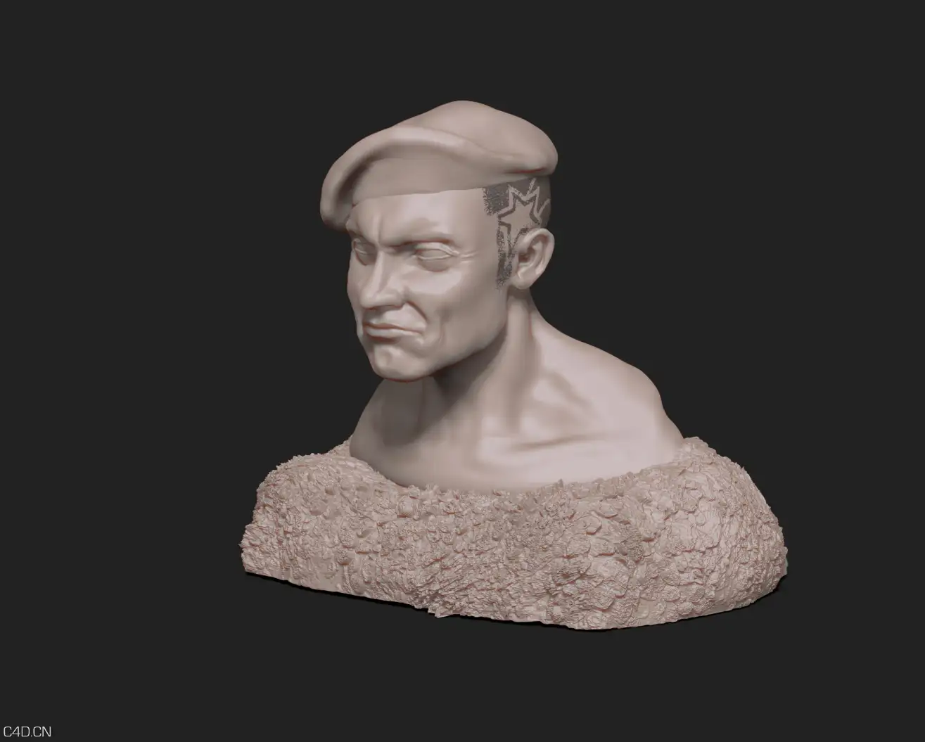 国外人物头像Zb雕刻作品 Green Beret (Zbrush wip) - C4D之家 - Beret_bust_001.jpg