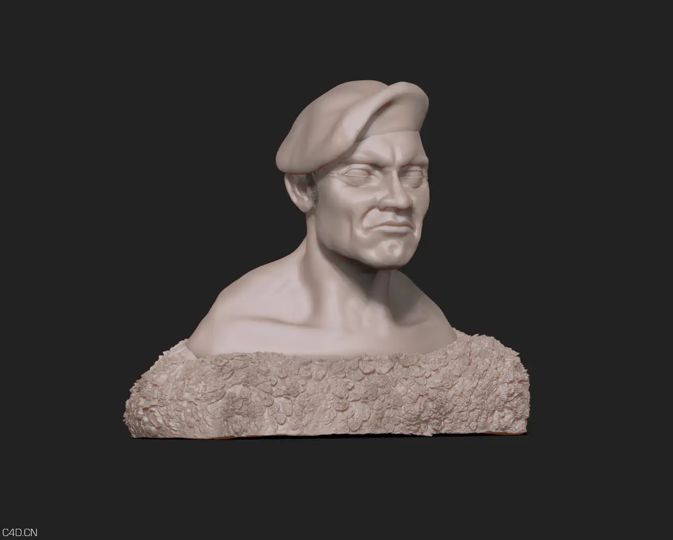 国外人物头像Zb雕刻作品 Green Beret (Zbrush wip) - C4D之家 - Beret_bust_003.jpg