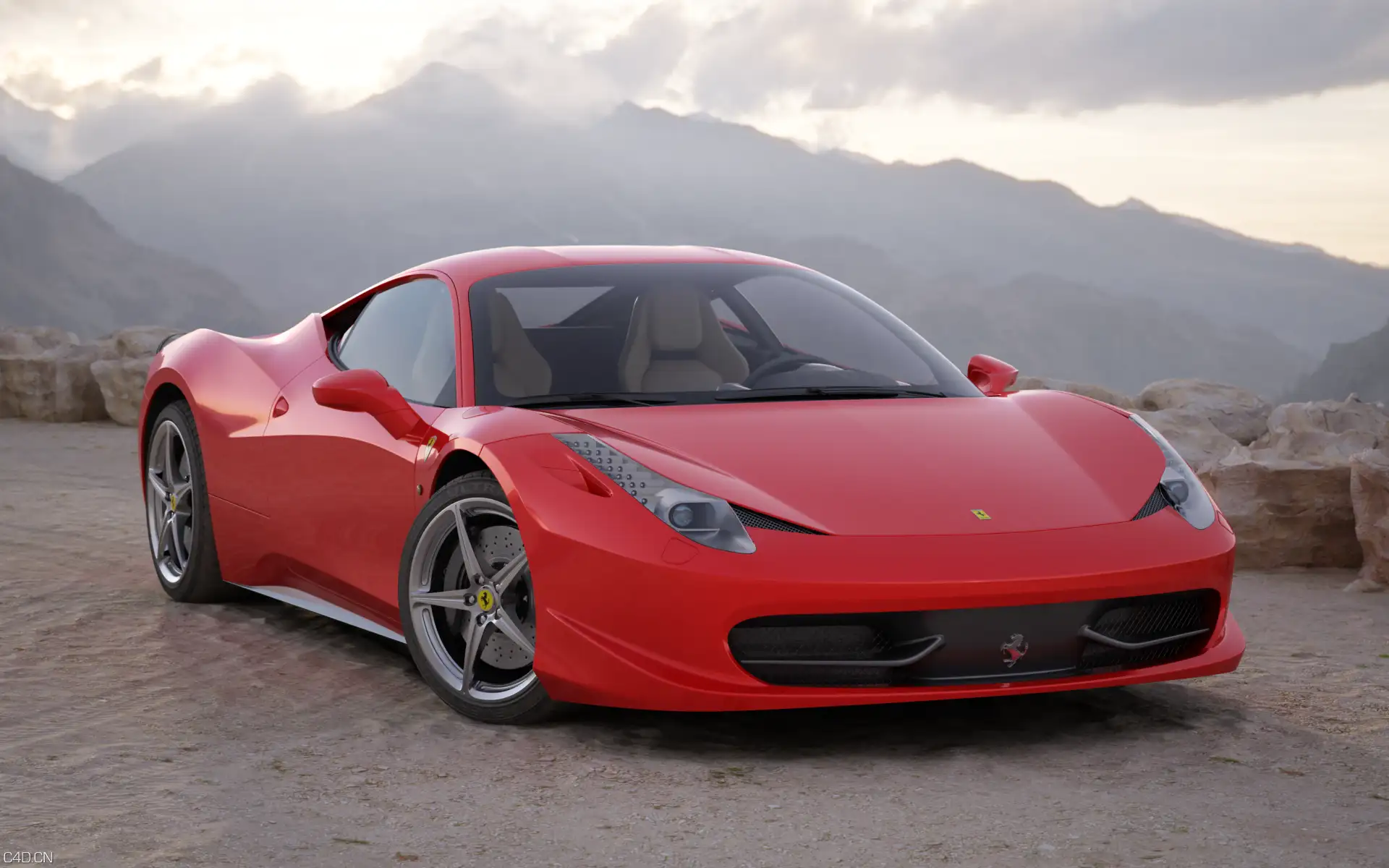 3D模型——法拉利-458-Italia跑车 - C4D之家 - 008_front.png