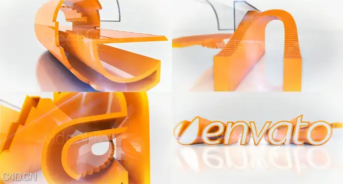 C4D金色镂空文字LOGO制作教程 Text logo
