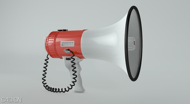 C4D手持喇叭扩音器 C4D Megaphone Model by Remco - C4D之家 - click.jpeg