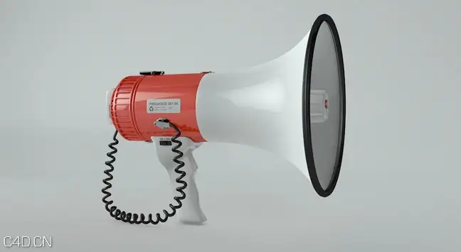 C4D手持喇叭扩音器 C4D Megaphone Model by Remco - C4D之家 - click.jpeg