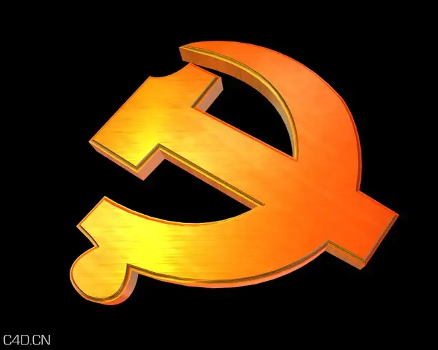 C4D金色党徽3D模型 Emblem