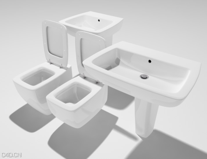 卫浴C4D模型合集：马桶便盆,洗手池（c4d for vray）