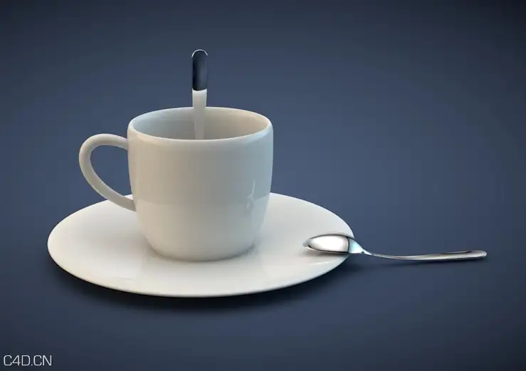 白瓷茶杯C4D模型 cup 3d model
