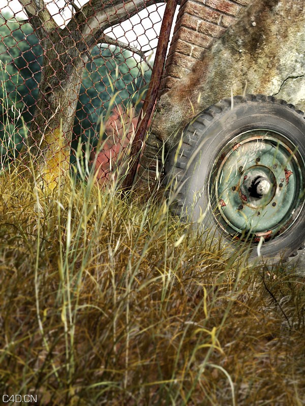 荒草角落C4D渲染 Corner of weeds