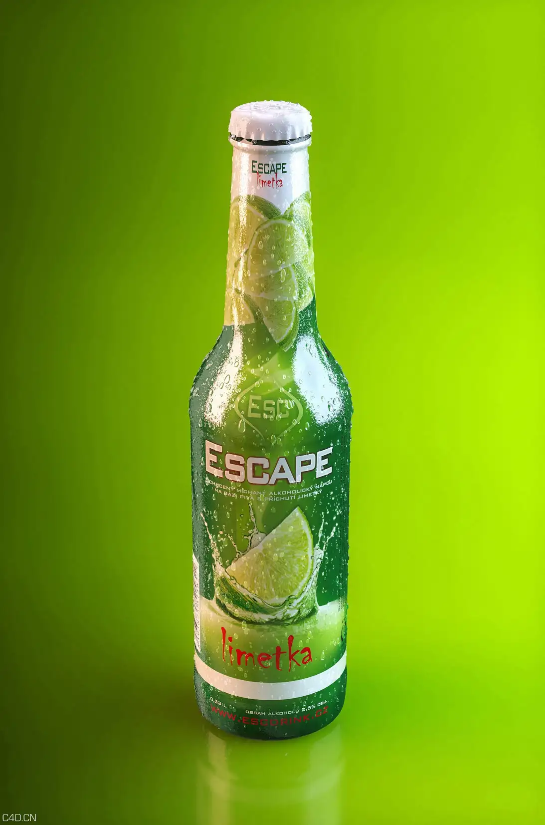 长满水珠的碳酸饮料瓶C4D渲染 Carbonated beverage bottle - C4D之家 - 未标题-2.jpg