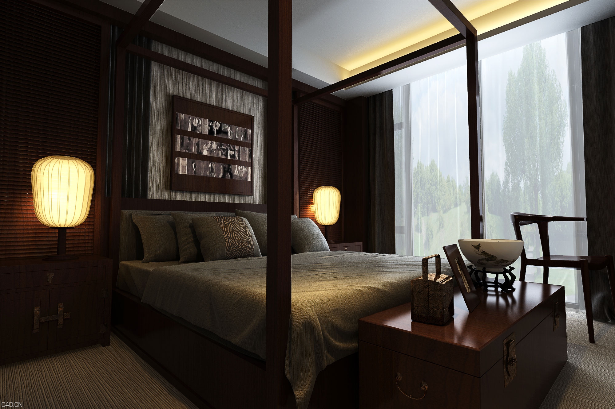 C4D FOR VRAY室内白模灯光测试图 - C4D之家 - PS成品室内效果图.jpg