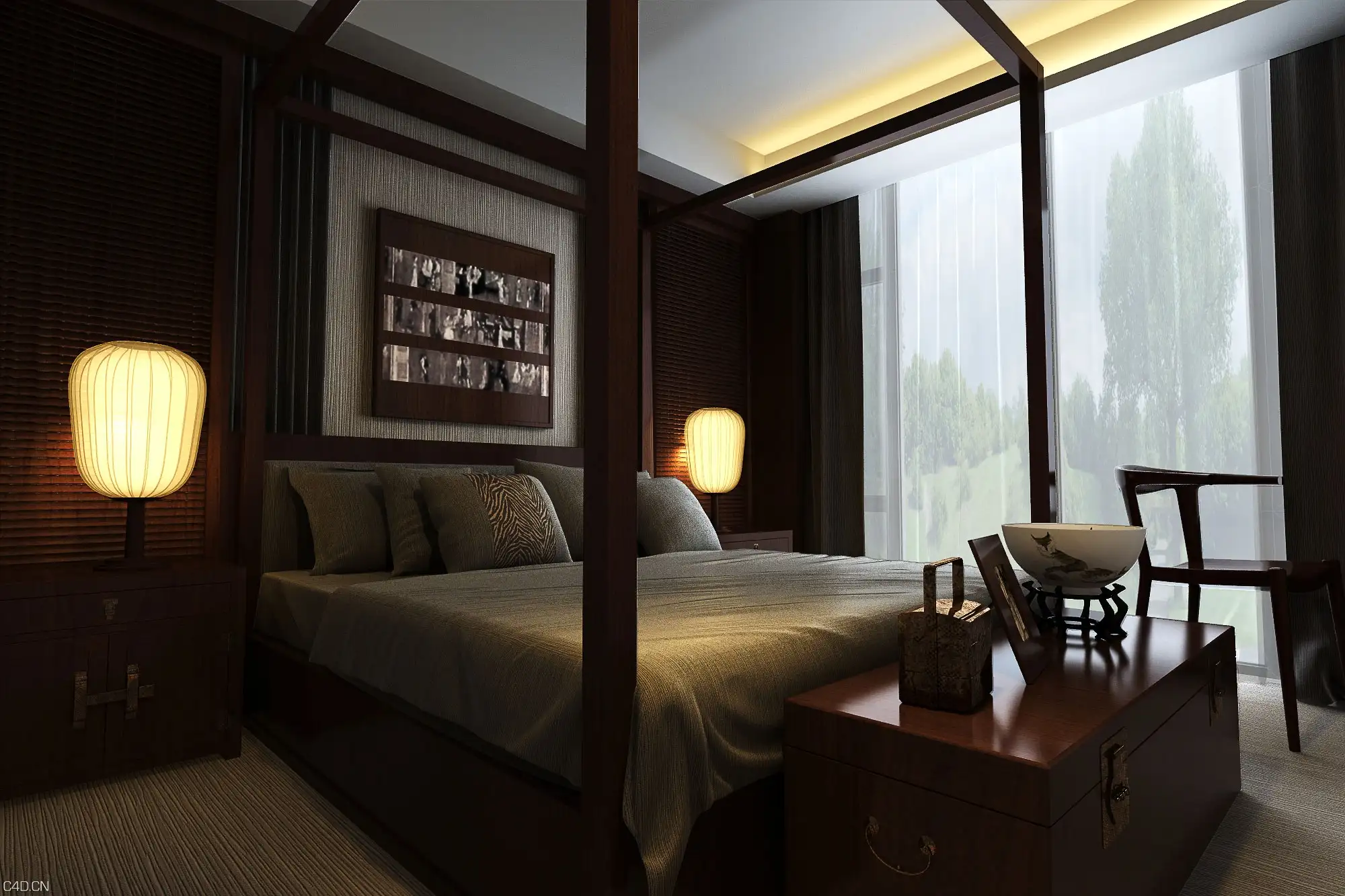 C4D FOR VRAY室内白模灯光测试图 - C4D之家 - PS成品室内效果图.jpg