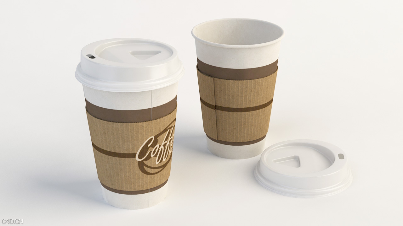 咖啡纸杯C4D渲染作品 Coffee cups