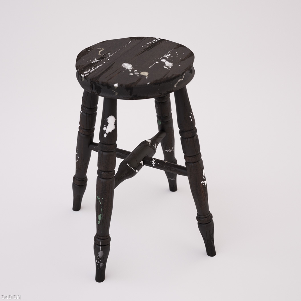 沾满油漆的圆凳子C4D渲染 stool - C4D之家 - zidle1.jpg