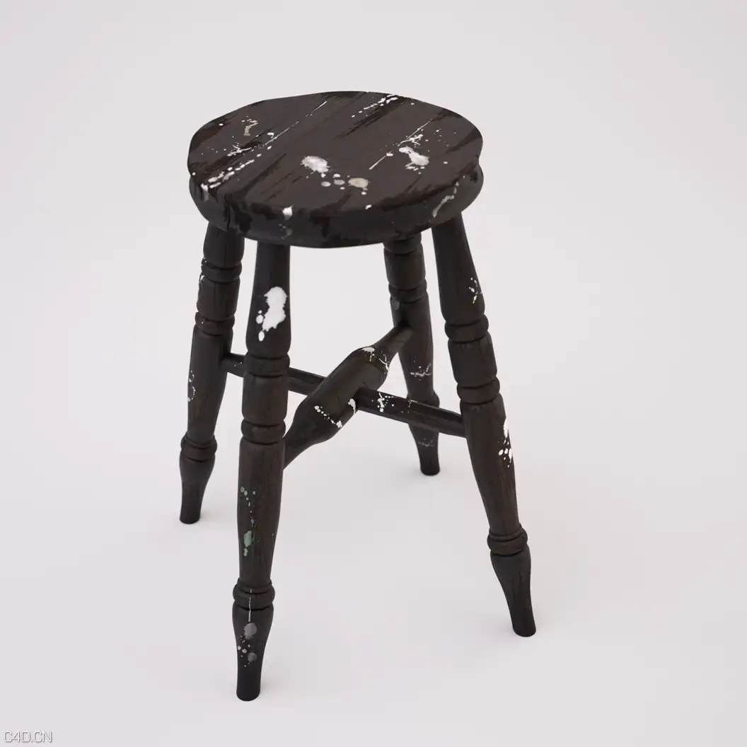 沾满油漆的圆凳子C4D渲染 stool - C4D之家 - zidle1.jpg