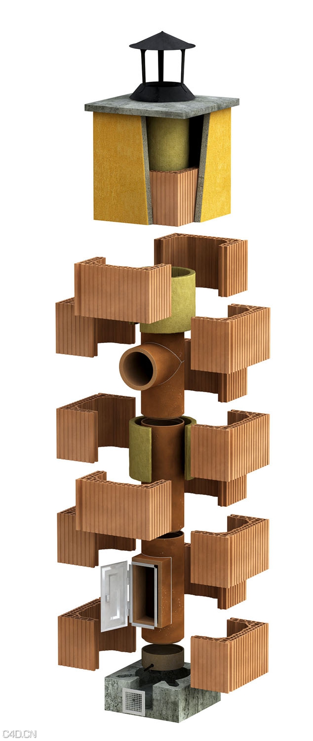 分解的烟囱C4D渲染 The chimney