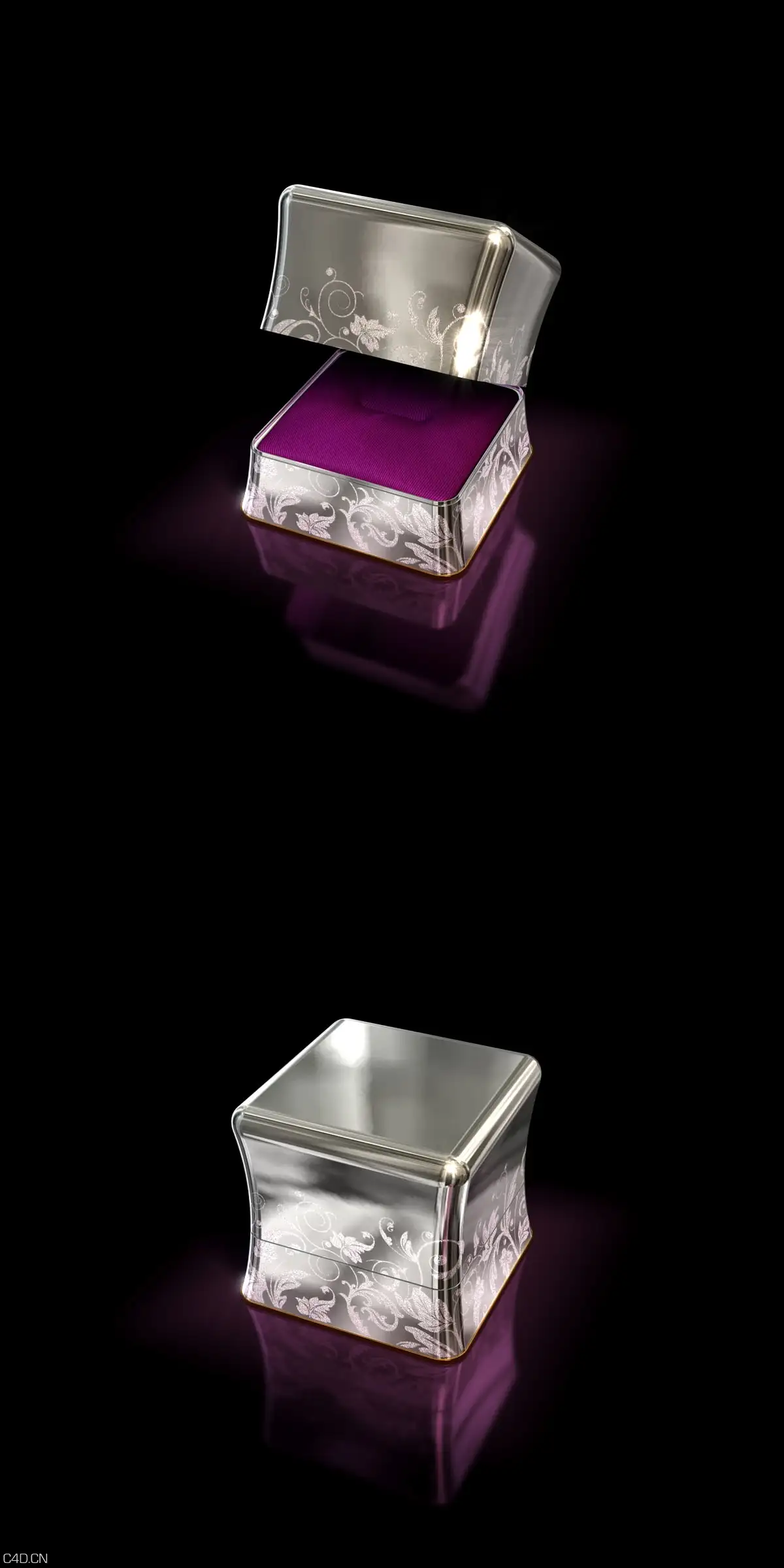 珠宝首饰金属盒C4D渲染 Jewelry metal box - C4D之家 - alo1.jpg