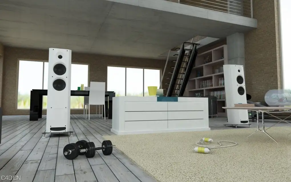 C4D室内渲染-阁楼 loft 3d models