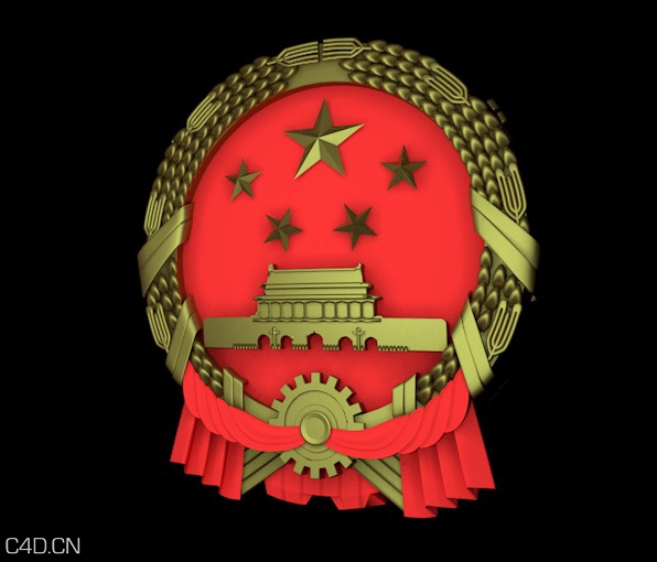 高精度国徽C4D模型
