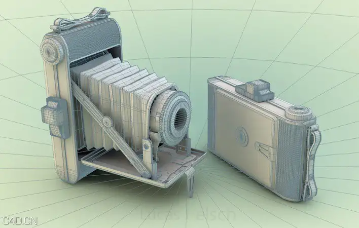 风箱式照相机C4D模型 Folding camera