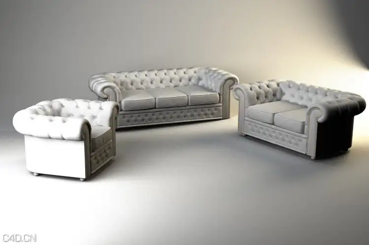 欧式沙发C4D模型 Chesterfield