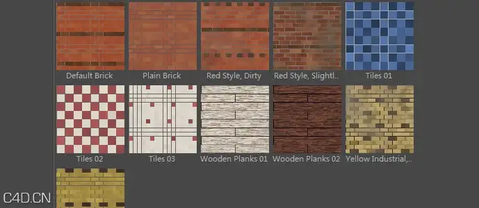 C4D材质预设-砖：Brick Shader