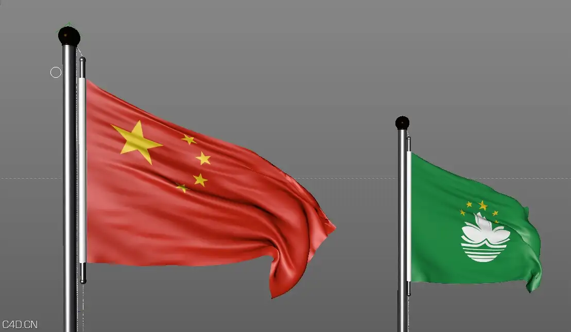 中国国旗和澳门区旗带动画 - C4D之家 - 中国国旗和澳门区旗