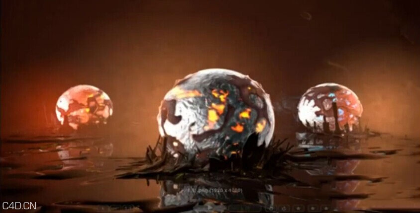 [C4D中文教学] 制作破土而出的能量球视频教程