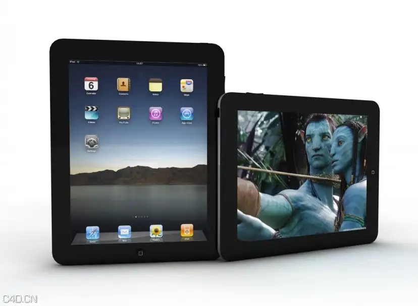 苹果数码设备C4D模型：iPad模型下载