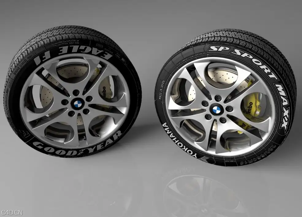 宝马汽车轮胎C4D模型 copertone ruota auto
