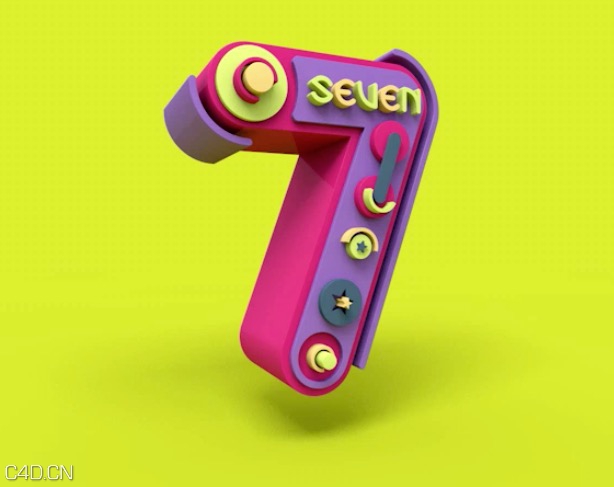 C4D/AE数字7建模渲染教程 Edison Wong 7 B 87time每周六公开课