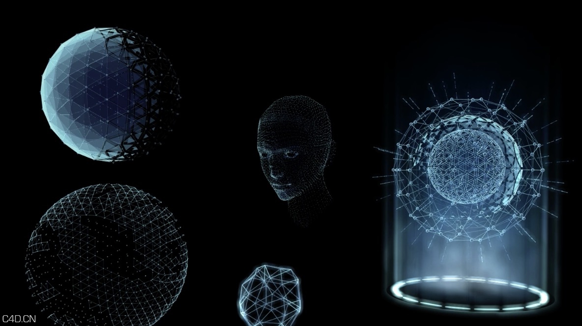 科技感十足的光线球C4D/AE工程文件