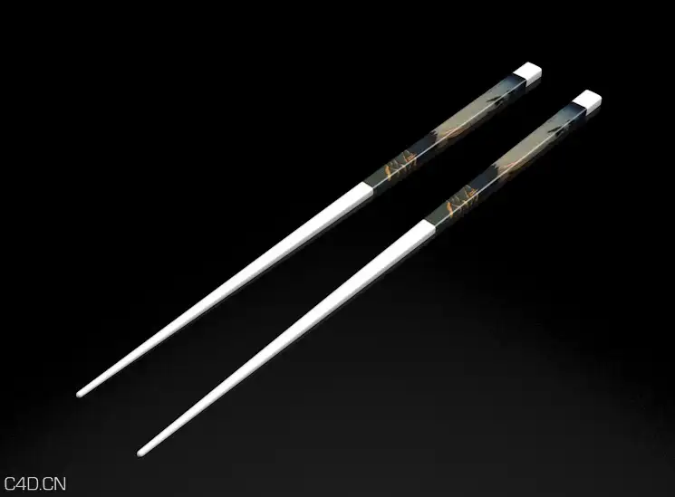 筷子C4D模型 square chopstick