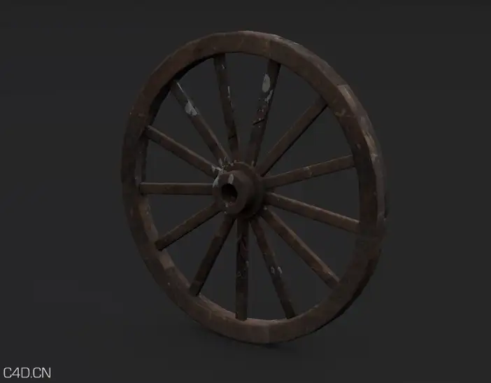木轮C4D模型 3d Wooden Wheel Model