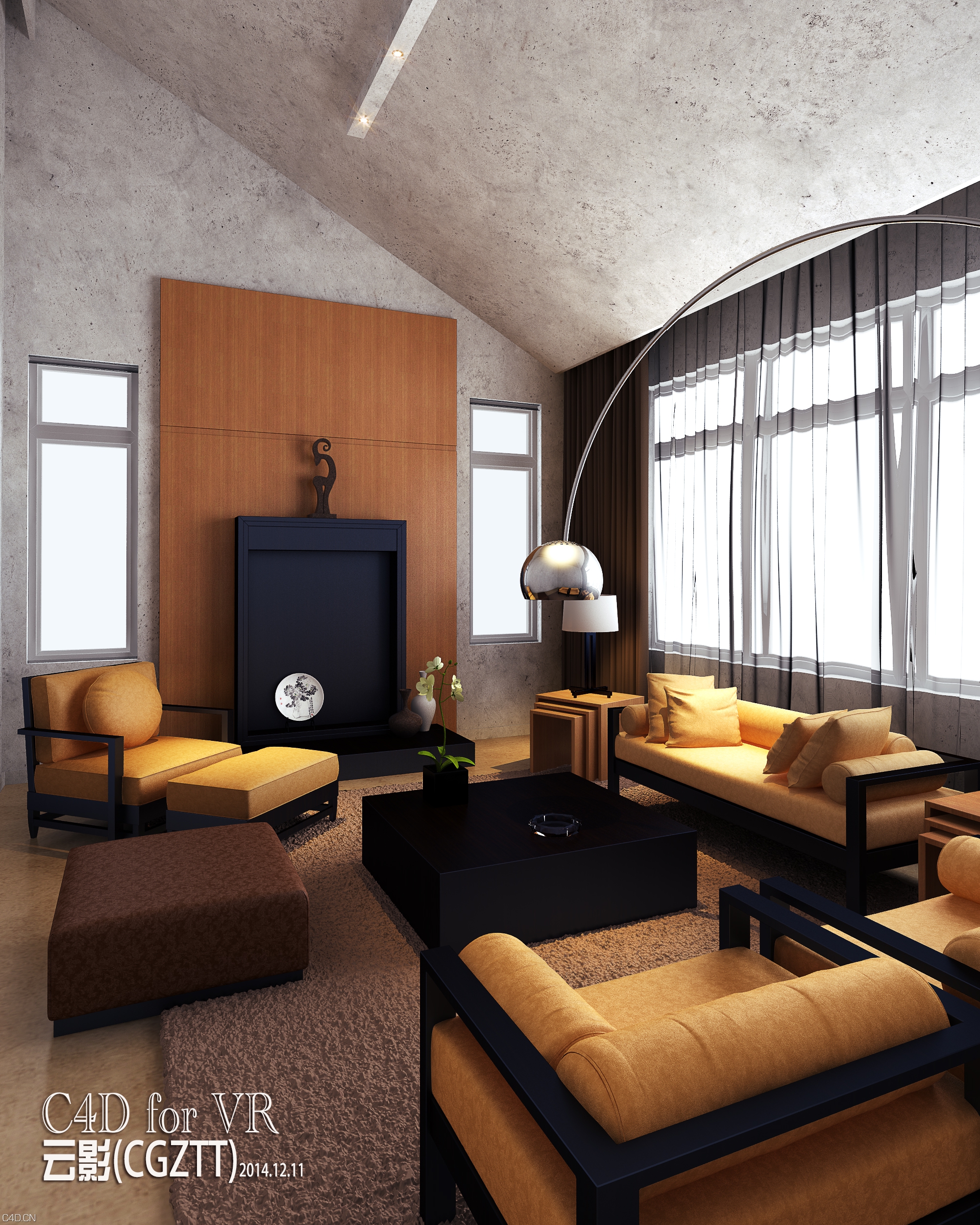 C4D for VR 室内阁楼效果图 - C4D之家 - 室内效果图.jpg