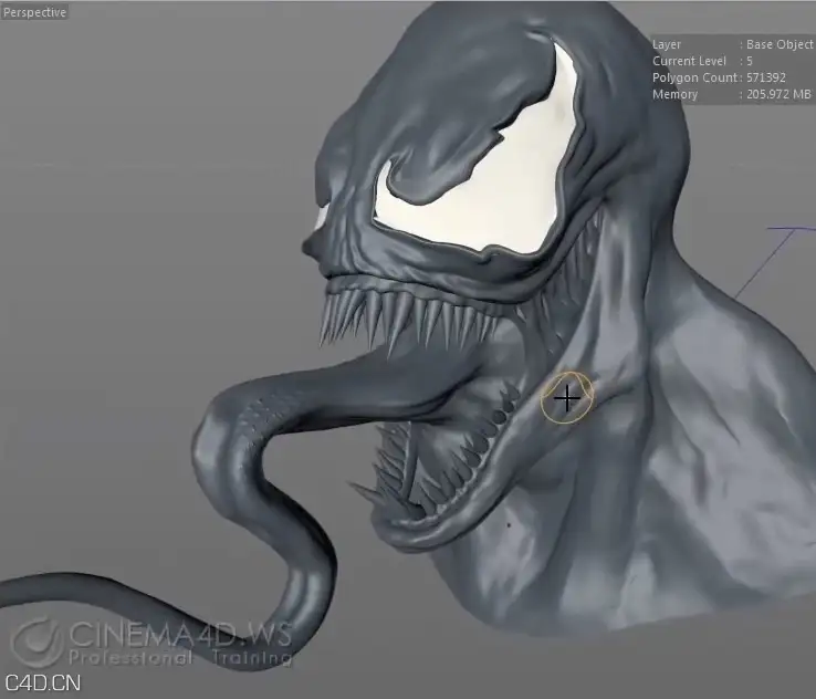 C4D长舌怪兽头像雕刻教程 Tutorial _Venom Sculpting in Cinema 4D