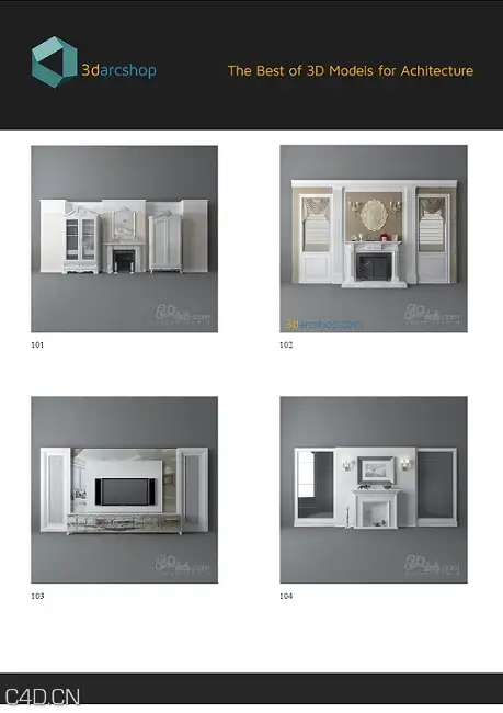 电视柜家具室内3D模型 TV & Media Furniture 65 – 114 【3darcshop出品】 - C4D之家 - fzdpKIB.jpg
