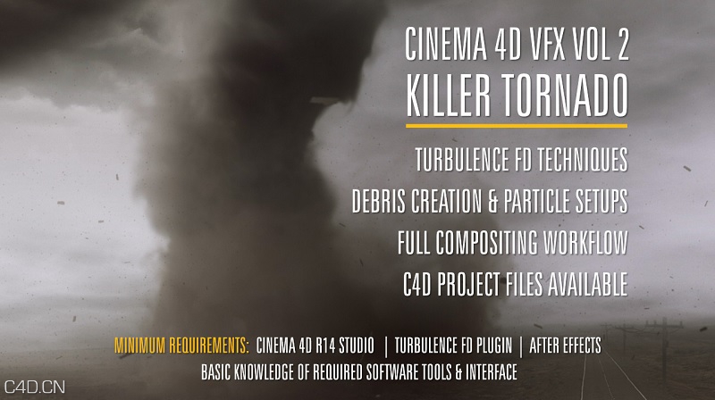 C4D龙卷风特效教程 Helloluxx – VFX Cinema 4D Training – Volume 2 Killer Tornado