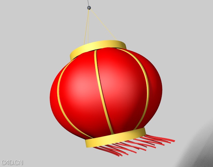 大红灯笼随风摆动C4D工程 Red lantern