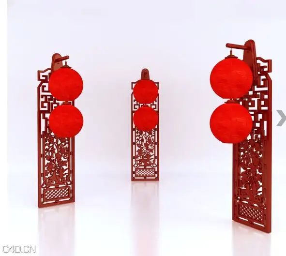 中式落地灯C4D模型 Chinese style floor lamp