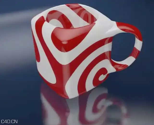 红色条纹咖啡杯建模贴图教程 How to Make a Coffee Cup in Cinema 4d