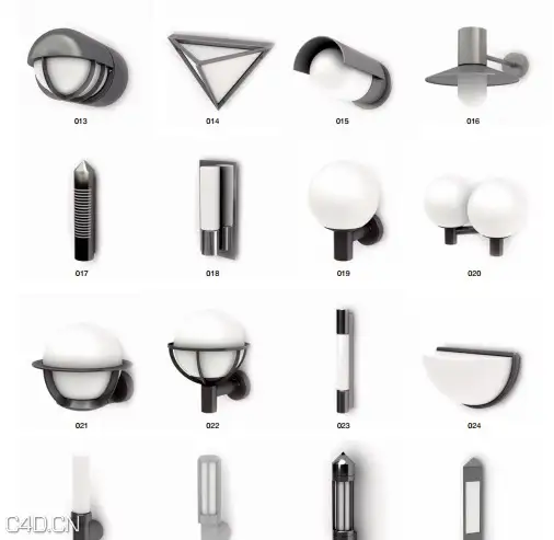 灯具：壁灯吊灯路灯3D模型合集