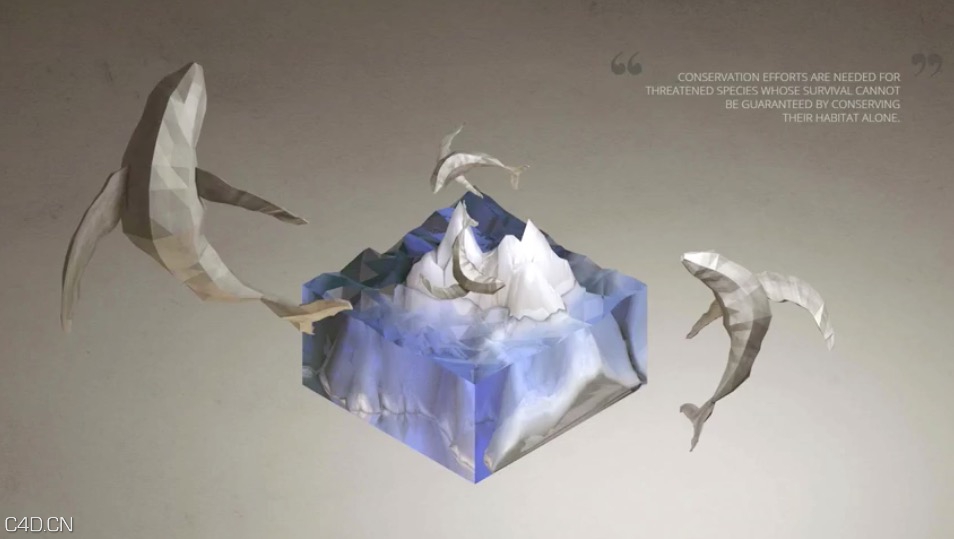 C4D海豚小岛景观低面多边形建模教程 sometric Low-Poly World - Cinema 4D