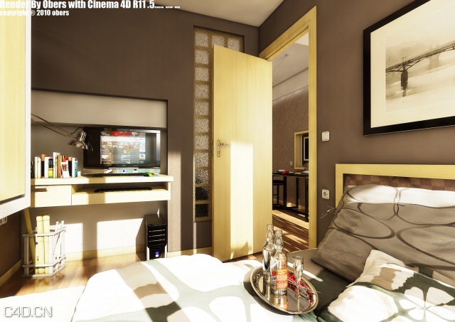 完整室内C4D模型（单身公寓） Single apartment - C4D之家 - forum-1.jpg