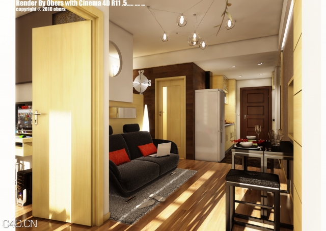 完整室内C4D模型（单身公寓） Single apartment - C4D之家 - forum-4.jpg