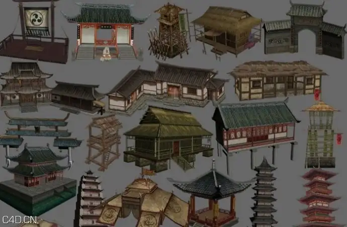 游戏场景模型：《武神》全部场景建筑3D模型 - C4D之家 - showpic.jpeg