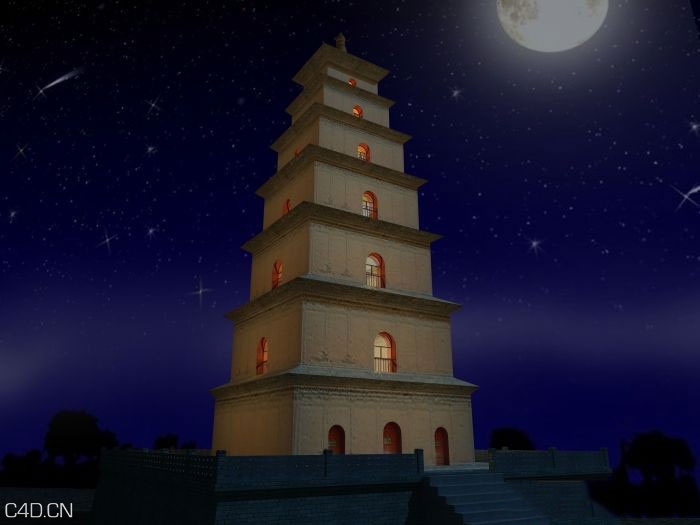 大雁塔C4D模型 The big wild goose pagoda 3D model