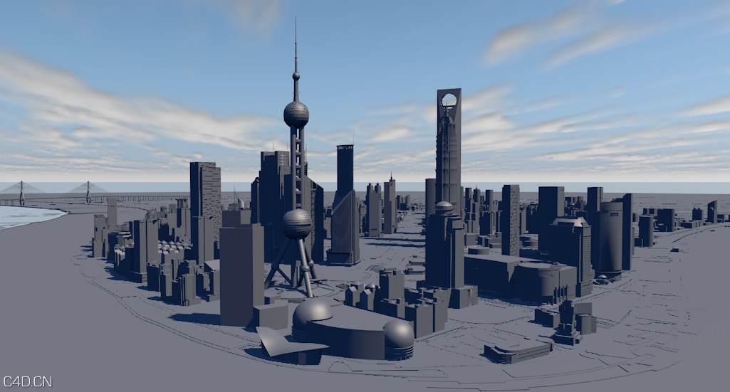 上海陆家嘴外滩,黄浦大桥,东方明珠,世贸大厦,3D建筑场景模型 - C4D之家 - cinema4d_ 2015-01-11 16.41.19.jpg